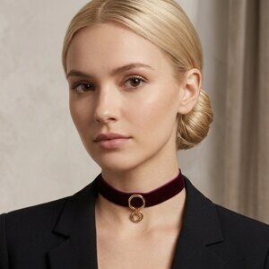 Rebecca Minkoff velvet Burgundy choker necklace